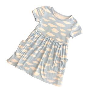 Blue and white cloud print dress